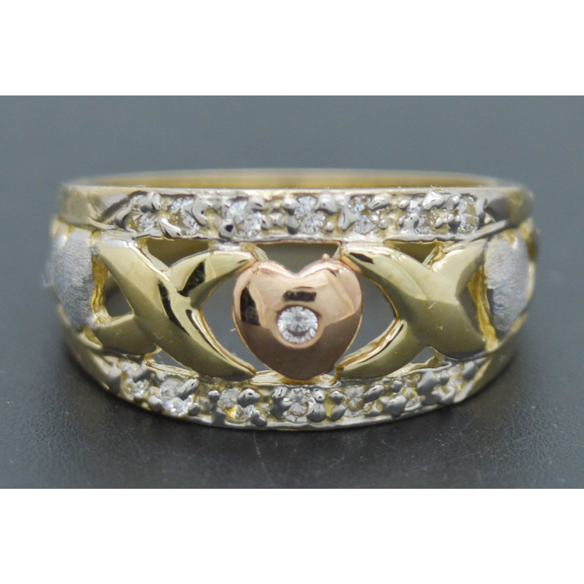 Real 10k Solid Multi Color Gold Xo Heart Love Ring 101mm 41gr All Sizes 498$